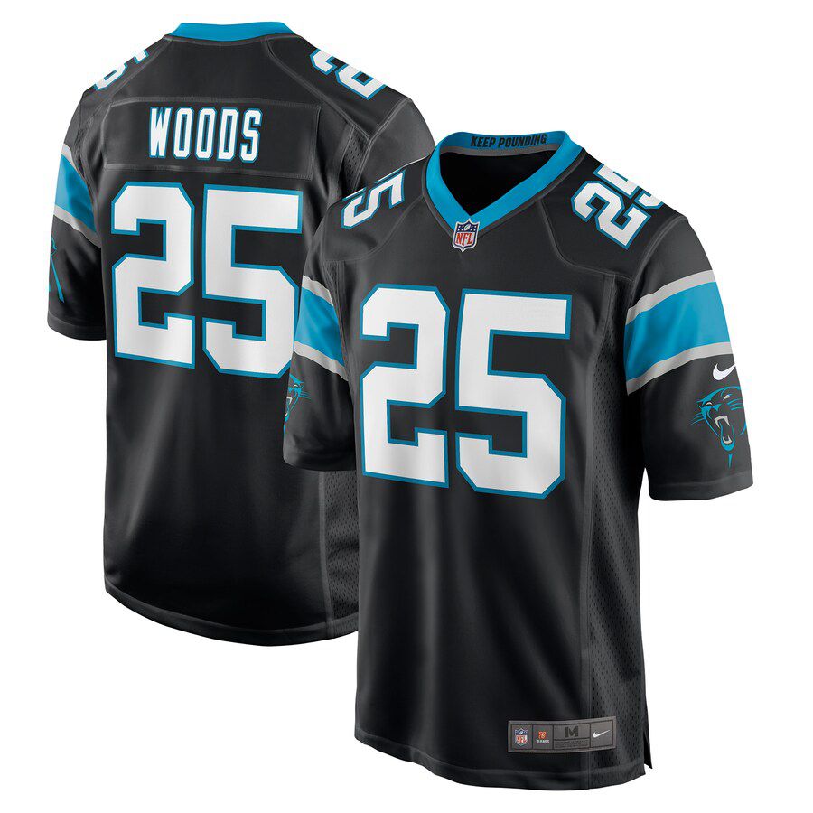 Men Carolina Panthers 25 Xavier Woods Nike Black Game NFL Jersey